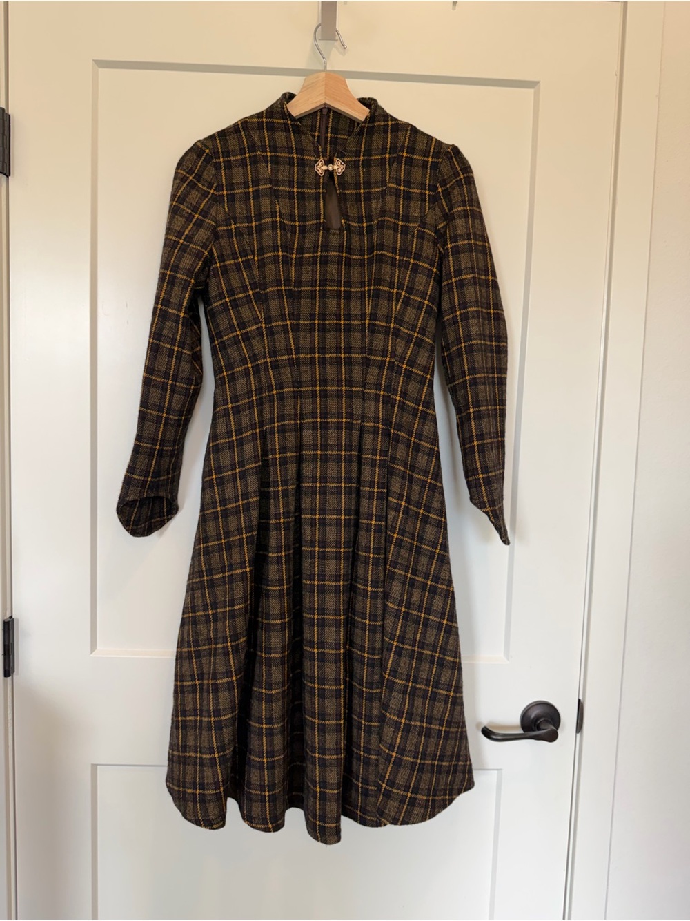 Vintage Tartan Fit and flare Fall Formal Retro 50s Academia Plaid Modest size M - Picture 2 of 15